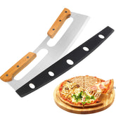 ZOCY pizza rocker with wooden handles ready for clean, even slices.