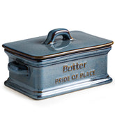 Zoeeker butter dish blue porcelain with lid for easy serving.