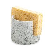 Zoeeker sponge holder with speckled glaze keeps sponges dry and organized at the sink.