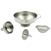 Zoie + Chloe 3-in-1 funnel set broad mouth pour enables mess-free sauce transfers.