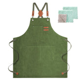 ZOMAO cotton canvas apron with cross-back design for comfortable extended wear in busy kitchens.