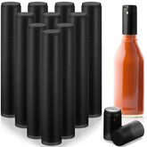 Zonon PVC heat shrink capsules wrap a 28x50mm black woozy bottle for a secure seal.