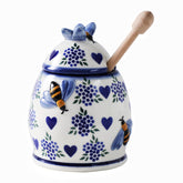 ZOOBEE ceramic honey pot with dipper and lid for mess-free serving.
