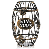 ZOOFOX barrel cork holder metal closeup, showing sturdy construction for durable cork storage.