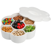 ZOOFOX divided serving dish with lid keeps snacks fresh and dust-free.