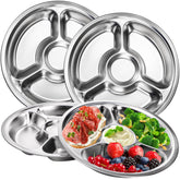 ZOOFOX 10-inch round divided plate with four sections for balanced meals.