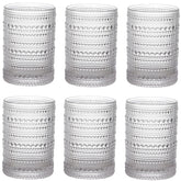 ZOOFOX vintage drinking glasses with 13oz capacity and clear hobnail embossing for everyday beverages.