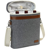 ZORMY 3-bottle insulated wine tote in grey keeps beverages cool on outings.