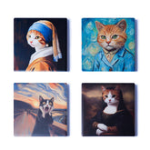 Zosiana Designs Gallery Cats coaster with whimsical art protecting surfaces