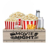 ZQUDBF wooden movie night snack tray with handles for easy carrying and refilling.