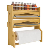 Zri Bamboo foil wrap dispenser mounted on wall saves counter space and keeps wrap handy.