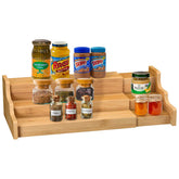 Zri Bamboo Spice Rack 3-tier extendable front view for easy spice access