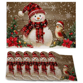 ZTHLL Snowman Snowflakes placemats set on table for festive protection.