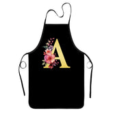 Zukmvuh floral monogram apron for women in black, ideal for stylish cooking.