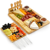 Zulay Charcuterie Board Large wooden assembly showcases meats and cheeses for entertaining.