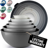 Zulay Kitchen 12-piece nesting bowls with gray ombre lids for meal prep and leftovers.