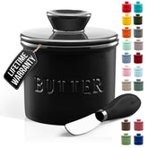Zulay Kitchen porcelain butter crock with lid preserves freshness for longer.