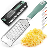 Zulay Kitchen Professional Cheese Grater—front view with mint finish for easy cheese grating.