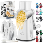 Zulay Kitchen rotary cheese grater handle for easy, hands-free shredding