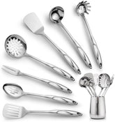 Zulay Kitchen 8-piece stainless steel utensil set with slotted spatula for versatile cooking