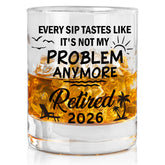 Zunaked 11oz whiskey glass with retirement humor engraving for celebratory toasts.