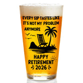 Zunaked retirement beer glass with 2026 design for a celebratory toast