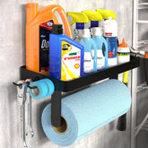 ZUNTO garage paper towel holder with shelf mounted on wall for organized storage.