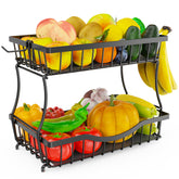 Zurklulu large 2-tier fruit basket on counter keeps produce organized.