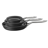 ZWILLING Motion 3-piece fry pan set in grey, balanced heat for even cooking.