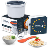 Zwippy microwave rice cooker steamer in action, delivering fluffy rice.