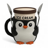 ZZ LIFE penguin-design pint holder keeps ice cream steady for easy scooping.
