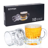 ZZYFGH mini beer shot glass with handle held for easy grip during a toast
