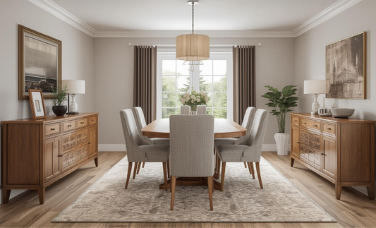 Dining furniture set arranged in a comfortable UK dining room