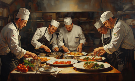 Chefs working under pressure in a professional kitchen environment