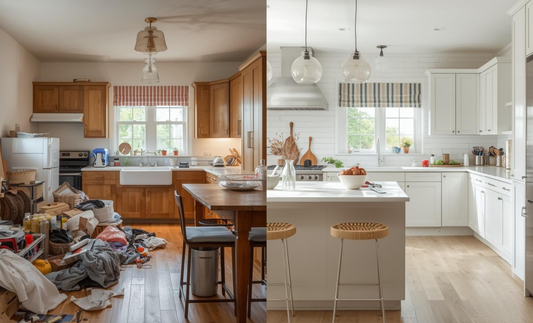 Kitchen transformation from cluttered to clean and organised