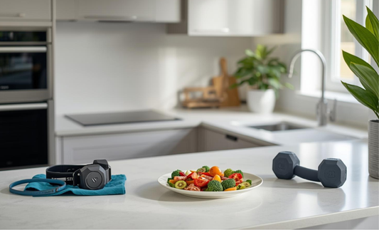 High-protein ready meal displayed in a modern British kitchen environment