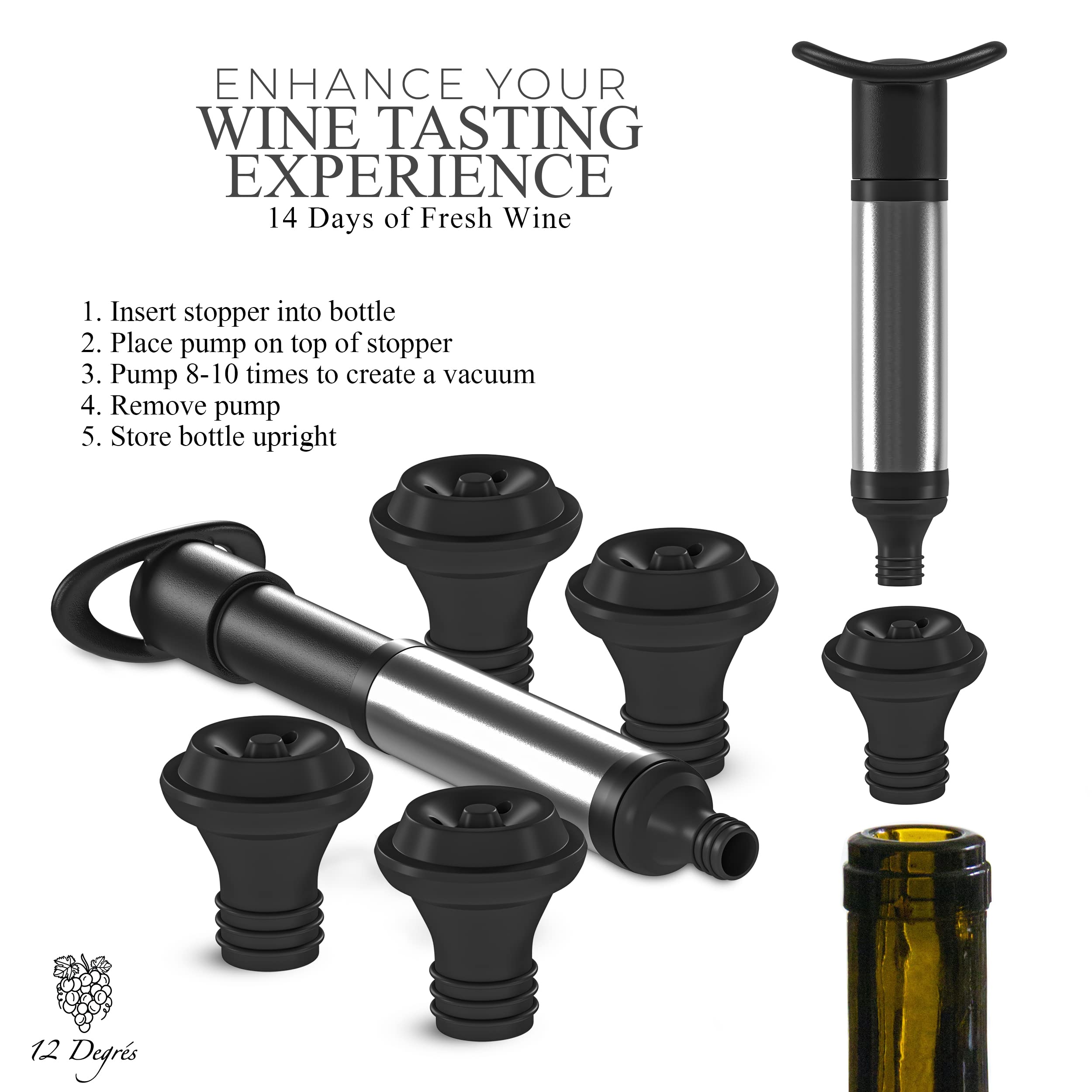 12 Degrés four stoppers seal bottles for freshness