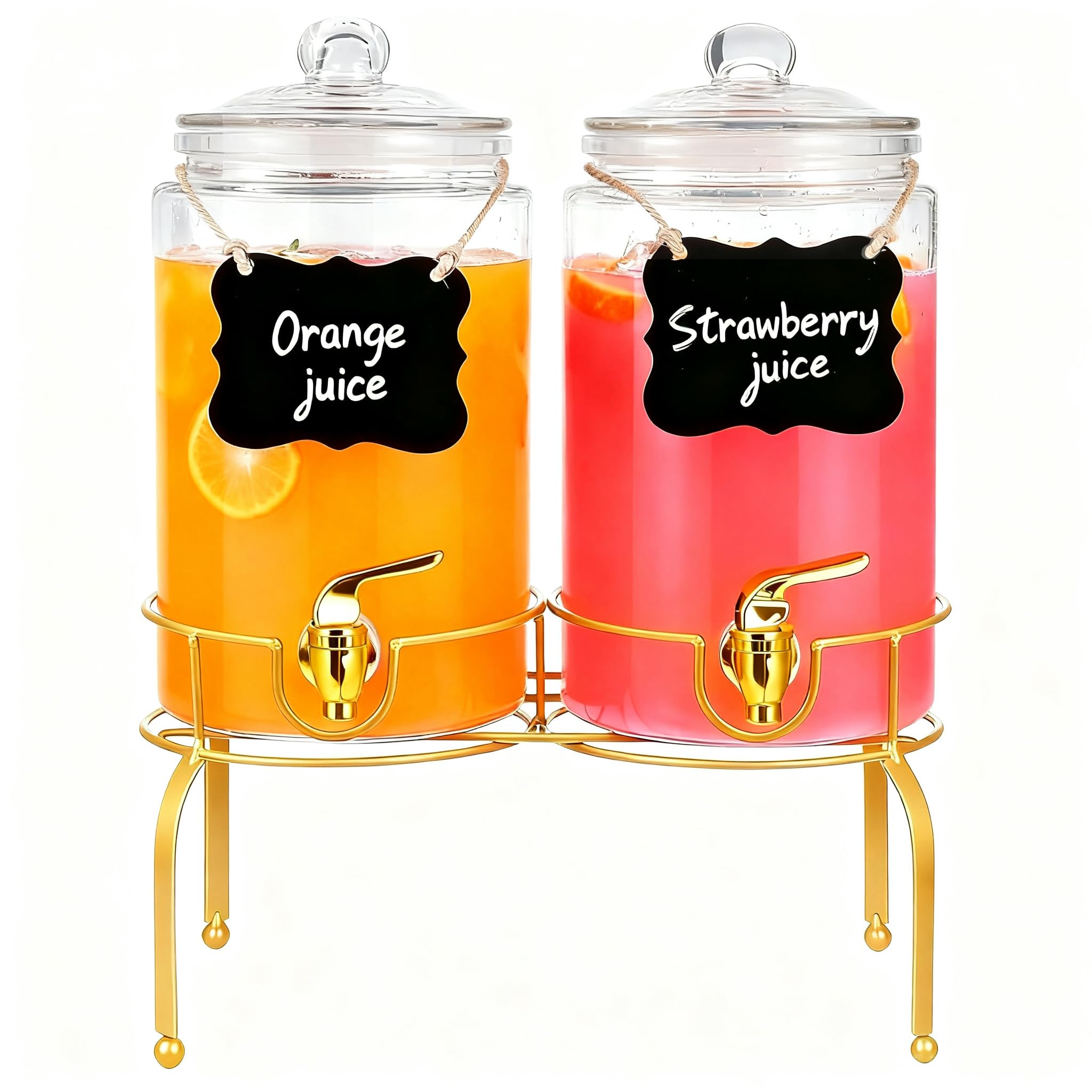 1ZIZIFA8 two-pack 1-gallon glass drink dispensers with leak-proof spigot for easy service.