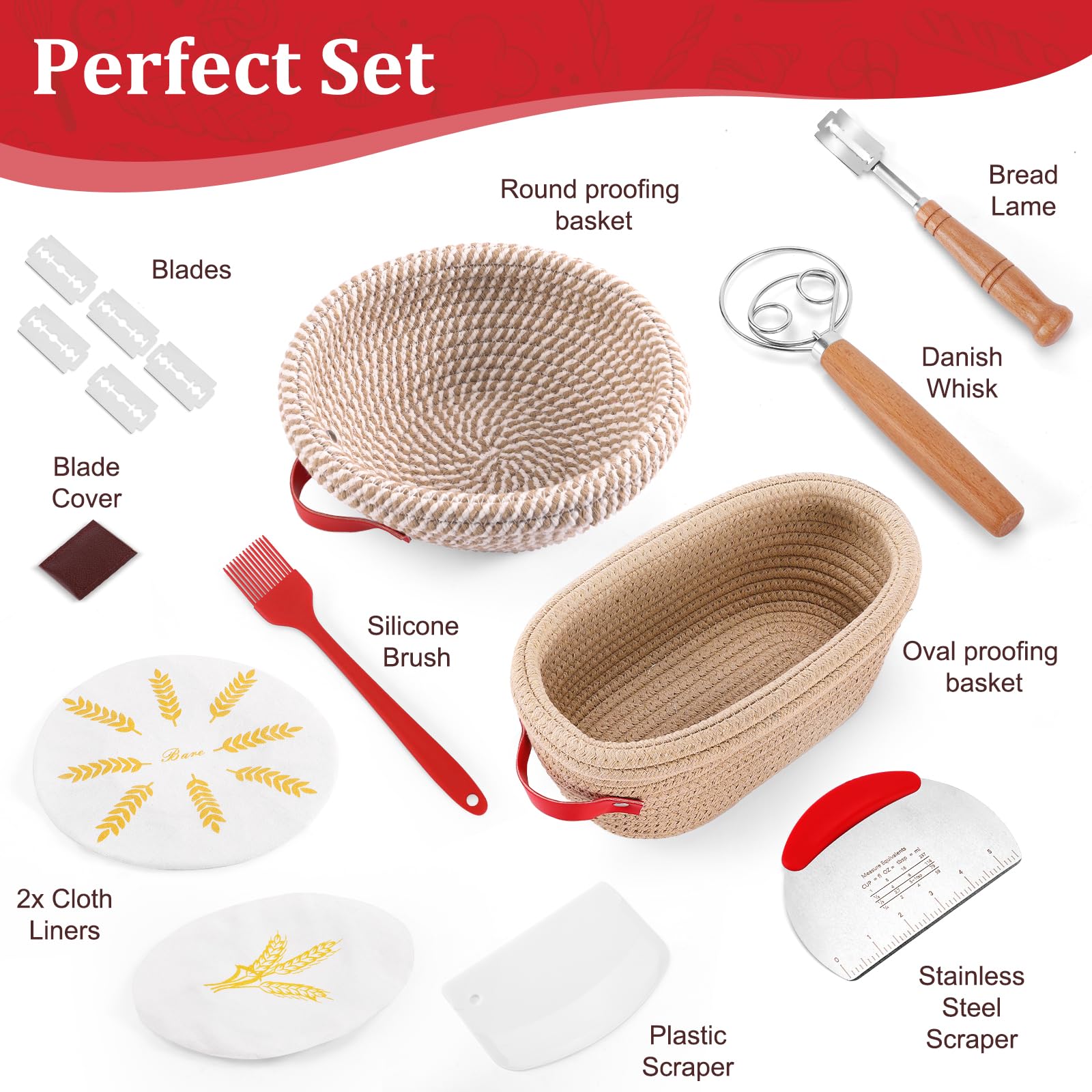 24SHEN sourdough starter kit oval banneton 10-inch for artisan loaf shaping