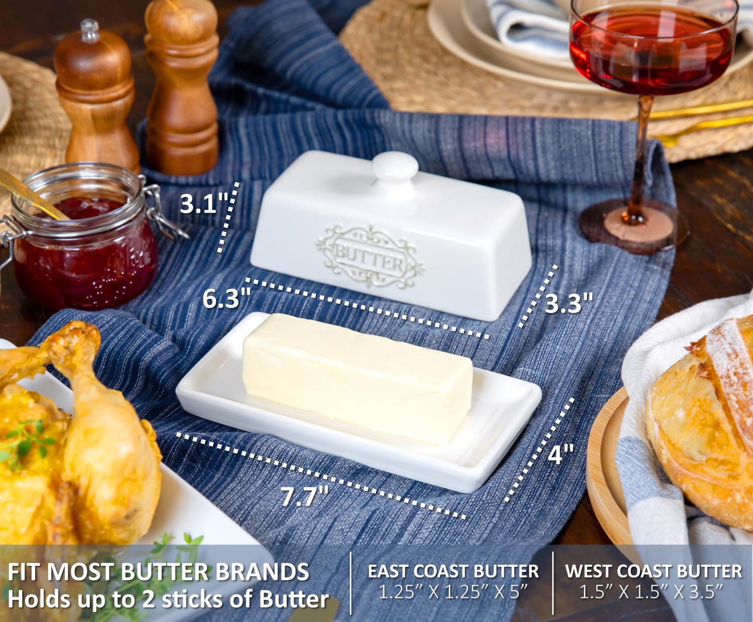 25DOL ceramic butter keeper is dishwasher and microwave safe for easy cleanup.