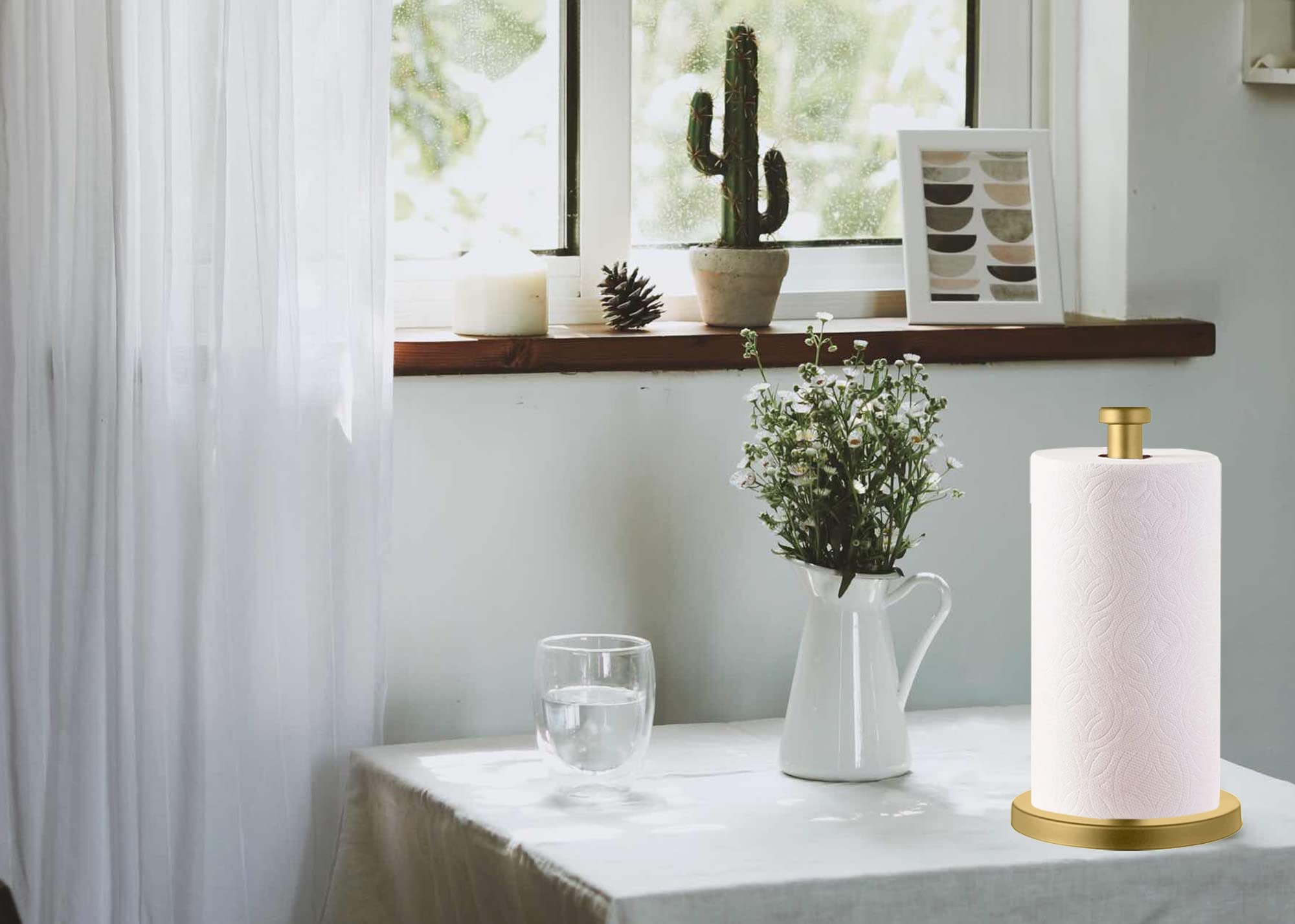 27hzys paper towel holder with non-slip pad protects tabletops.
