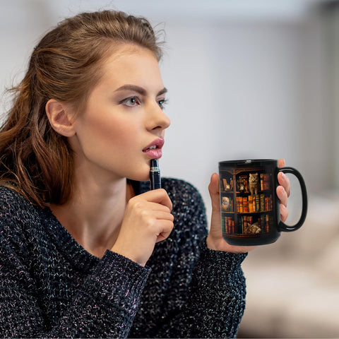 2IMT gift-ready cat book mug for bookworms.