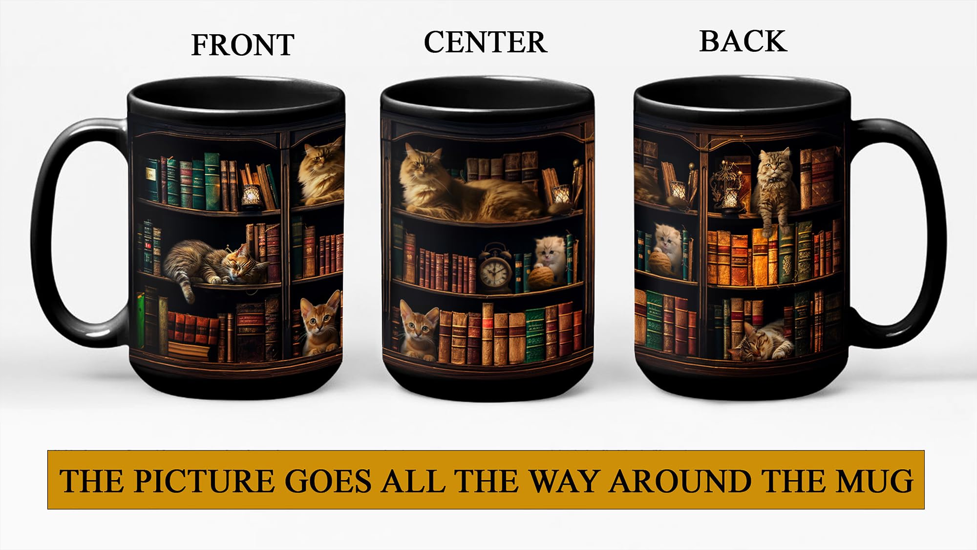 2IMT library cat mug on table for cozy reading sessions.