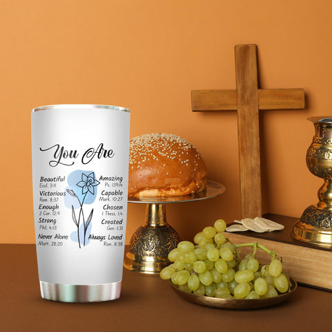 2IMT tumbler with faith-script word art for daily encouragement.
