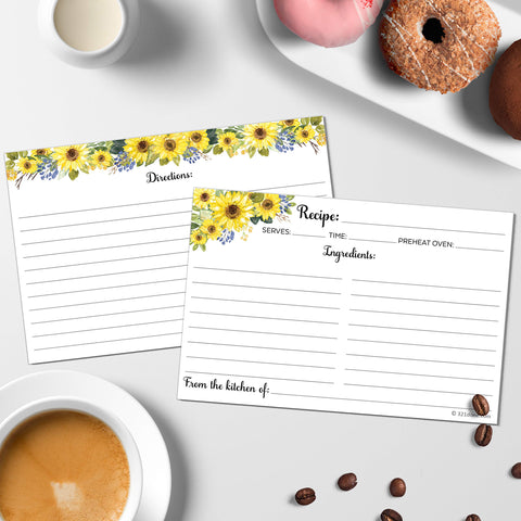 321Done Sunflower Recipe Cards double-sided printing in rich colors.
