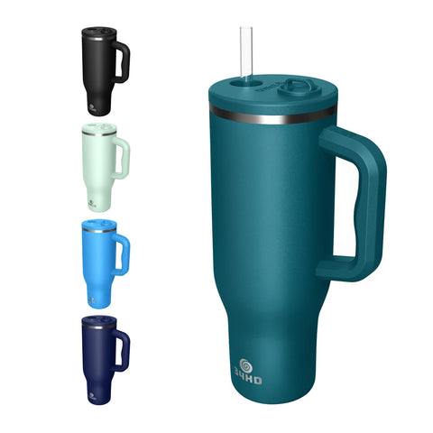 34HD 40oz stainless steel tumbler with handle and straw offers leakproof travel.