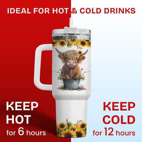 34HD cow print design tumbler perfect for women and gifting.
