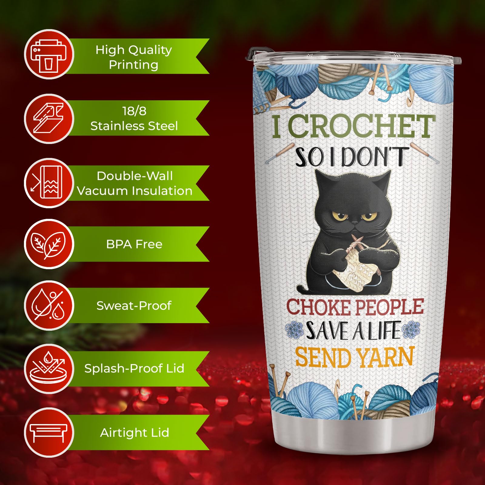 34HD Crochet lover design makes a thoughtful gift for crochet fans.