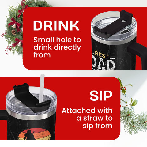 34HD Dadalorian tumbler with included straw for convenient sipping