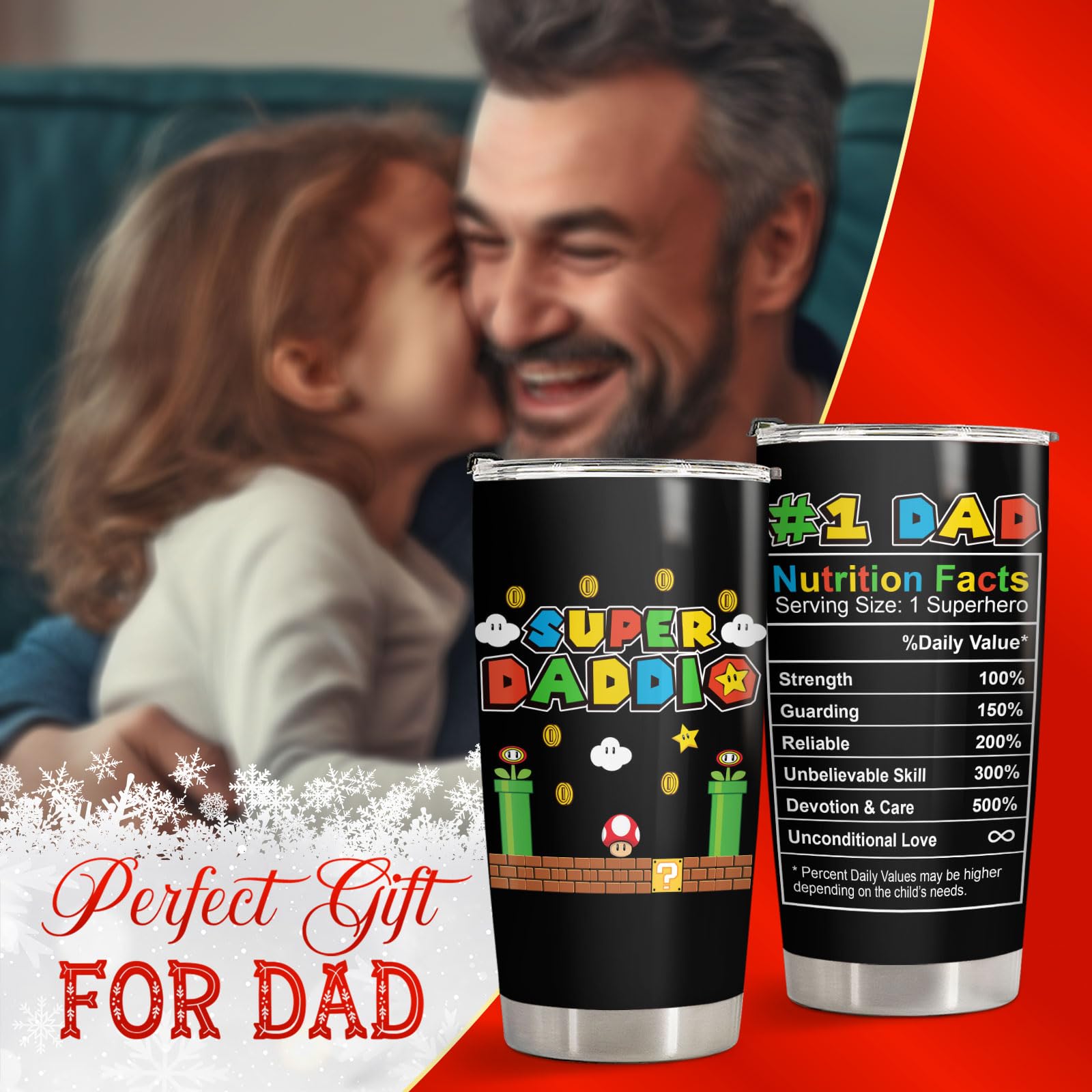 34HD Daddio tumbler gift packaging, ideal dad gift option.